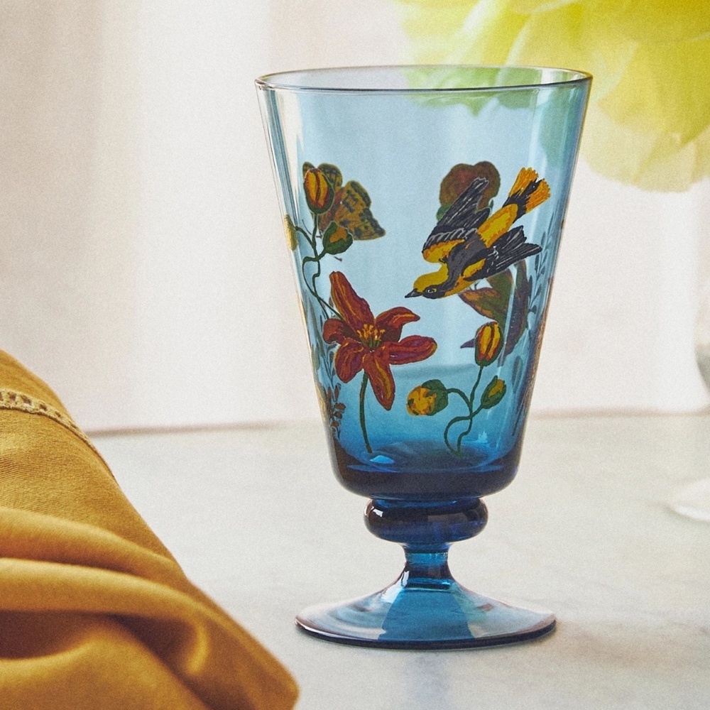 NWT Anthropologie Nathalie Marais Glass Goblet Bird